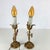 Metal Pair Antique Vintage Victorian Tole Metal Flower Table Lamps Cast Base For Sale - Image 7 of 12