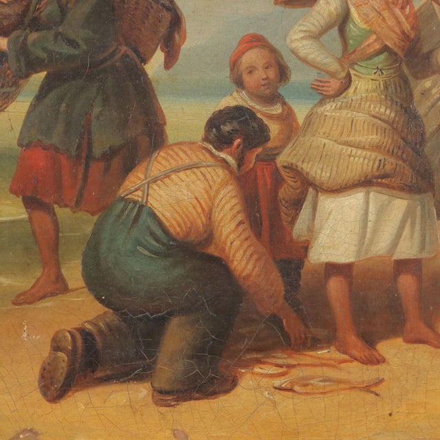 Lacroix, The Sale of Fresh Fish, Oil on Canvas, Framed For Sale - Image 5 of 12