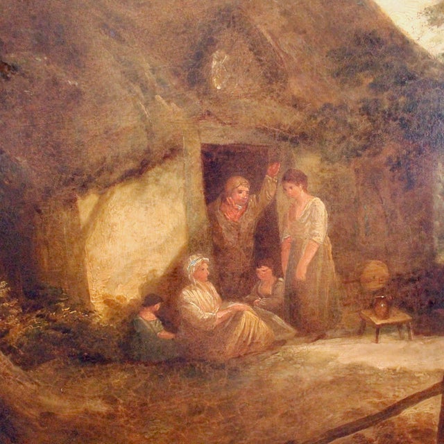 Figurative “Evening at the Cottage” Very Large Oil on Canvas Attributed to George Morland For Sale - Image 3 of 17