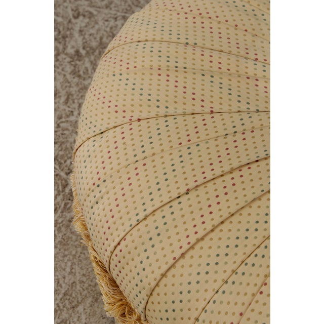 Custom Yellow Tufted Pleated Round Ottoman For Sale - Image 11 of 13
