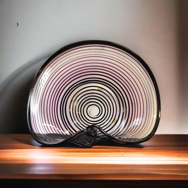 Late 20th Century Vintage Blown Glass Purple and Clear Catchall Tray For Sale - Image 5 of 6