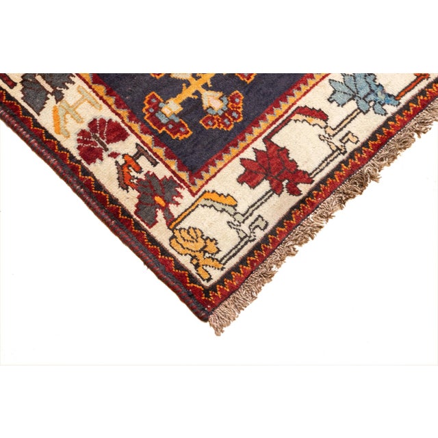 Red Semi-Antique Hand-Knotted Persian Qashqai Rug 5'5" X 6'11" For Sale - Image 8 of 16