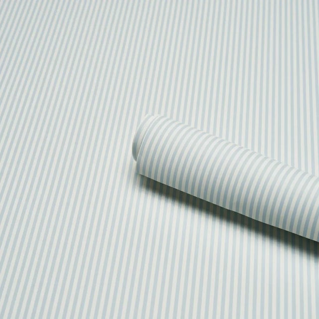 Contemporary SAMPLE - Schumacher Emma Stripe Narrow Wallpaper In Sky For Sale - Image 3 of 4