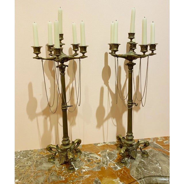 French Empire Bronze Candelabras -a Pair For Sale - Image 11 of 12