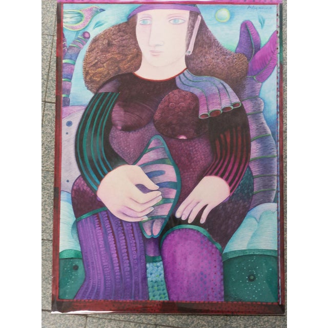 Alyanne, Portrait of a Woman, 1980s, Mixed Media on Paper For Sale - Image 6 of 6