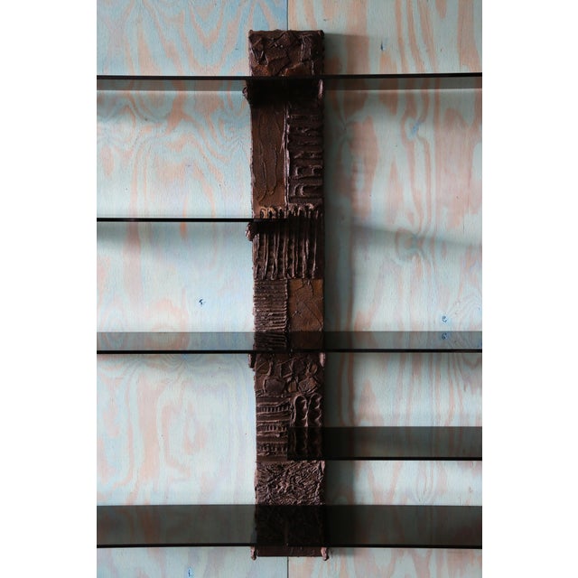 Paul Evans Paul Evans Pe71 Bronzed Resin and Glass Floating Bookshelf Wall Unit C. 1970s For Sale - Image 4 of 16