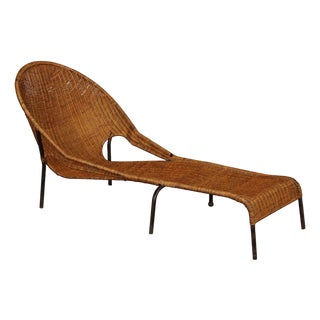 Francis Mair Attributed Mid Century Modern Wicker Lounge Chair For Sale