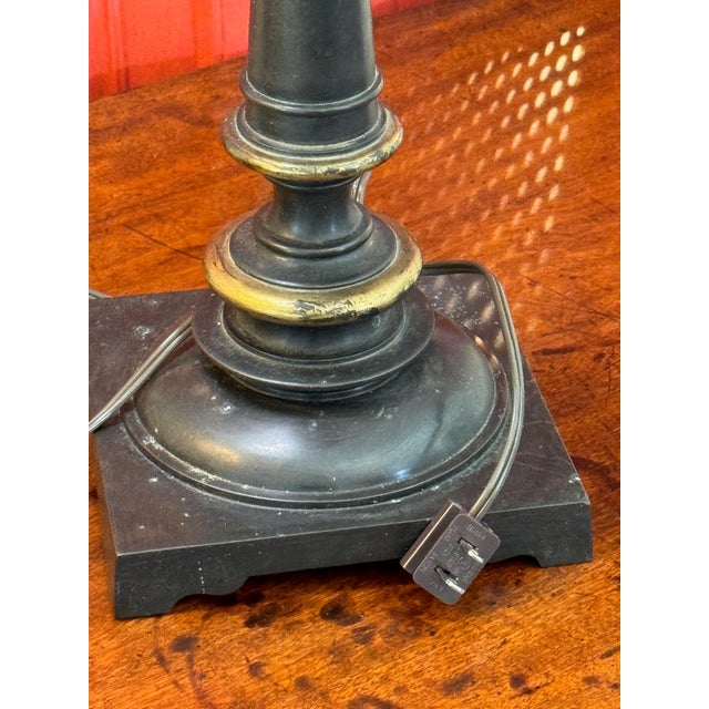 19th Century French Bronze Table Lamp With Baluster Column and Square Base For Sale - Image 12 of 12
