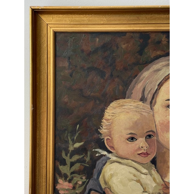 Late 20th Century Late 20th Century Large Scandinavian Expressionist Portrait of a Mother & Child in a Swirling Landscape For Sale - Image 5 of 7