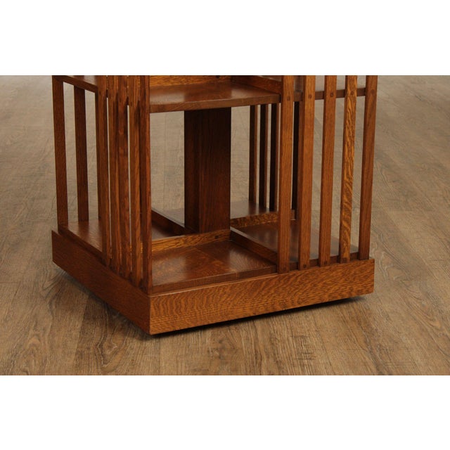 Brown Stickley Mission Collection Oak Revolving Bookcase For Sale - Image 8 of 12