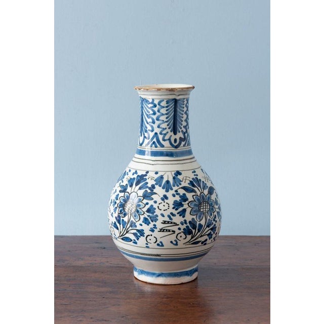 Blue and White Floral Vases from Rouen Faience, 18th Century, Set of 2 For Sale - Image 6 of 14
