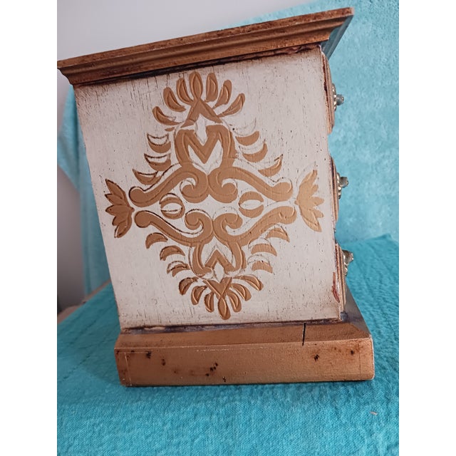 Wood Vintage 5 Drawer Florentine Jewelry Chest Case, Lined 1960's For Sale - Image 7 of 11