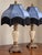 Art Nouveau Late 20th Century Neoclassical Cream Crackle Urn Lamps With Muted Blue Velvet Fringe Shades - Pair For Sale - Image 3 of 8