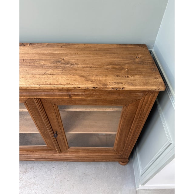Parisian Glass-Fronted Oak Buffet, 1940s For Sale - Image 10 of 16