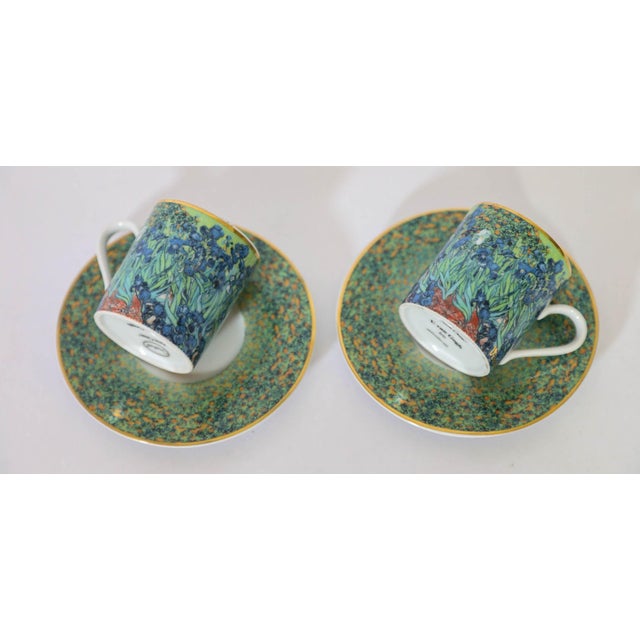 Impressionist Van Gogh Porcelain Espresso Coffee Set Irises For Sale - Image 3 of 7