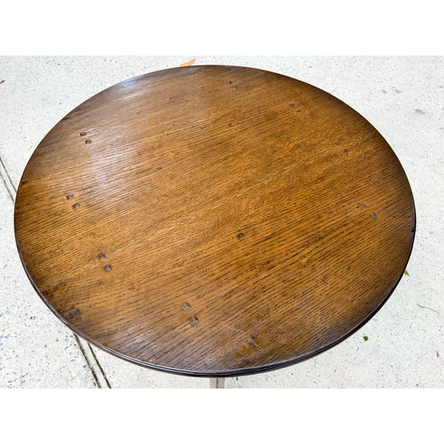 Vintage English Oak Cricket Table by Fauld England For Sale In Savannah - Image 6 of 14