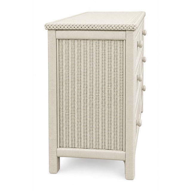 Vintage Henry Link Wicker Dresser – Six Drawers, Braided Rattan Trim. For Sale In West Palm - Image 6 of 7