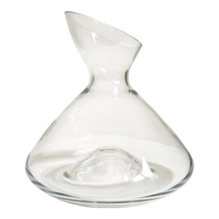 1950s Contemporary Wide Base Clear Glass Wine & Spirits Decanter For Sale