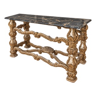 1920's Italian Console With Original Marble Top For Sale