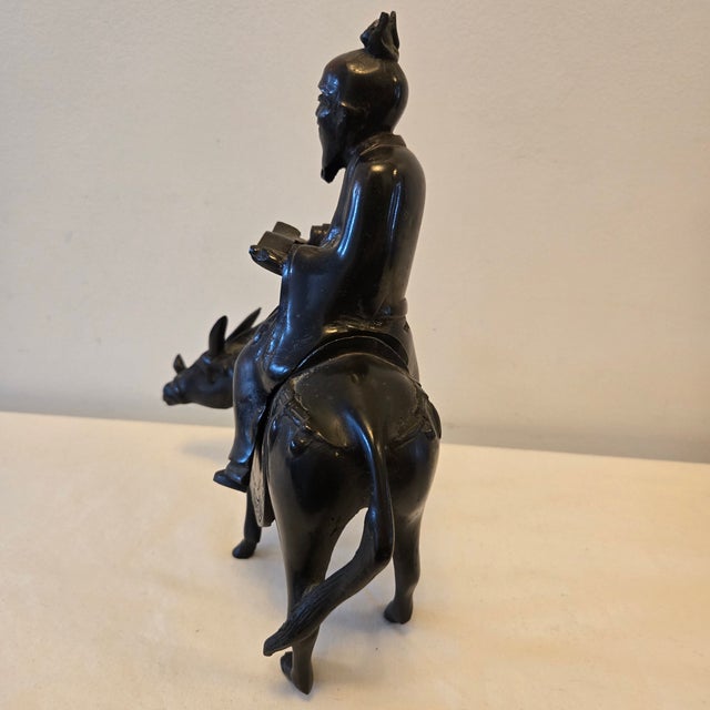 Antique Bronze Scholar on Horse Incense Burner 1800 Ad With Original Bill of Sale From Yamanaka & Co LTD Kyoto For Sale - Image 4 of 17