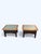 Set of 2 gloster wicker, teak and frosted glass side tables. Indoor and outdoor.