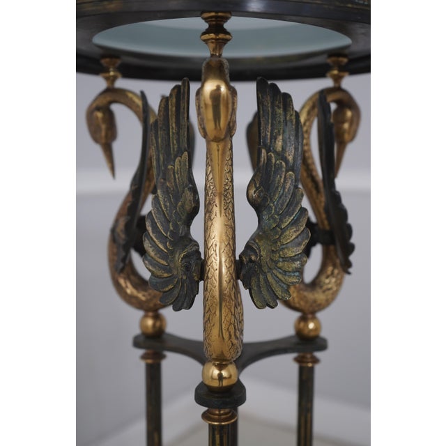 Maitland Smith Neoclassical Swan Form Glass Top Pedestal For Sale - Image 10 of 11