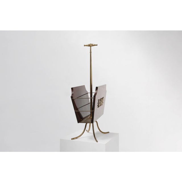 Magazine Rack with Messing Decorations and Feet, France, 1950s For Sale - Image 11 of 12