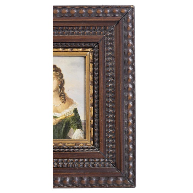 Jose Almonte, Portrait of a Lady, Oil Painting on Copper For Sale - Image 4 of 8