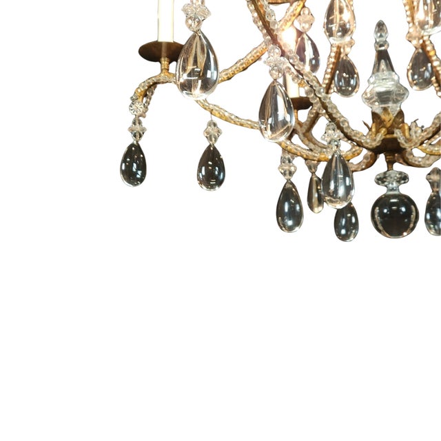 Dennis & Leen Large Rock Crystal Gilt Six-Light Chandelier For Sale In Chicago - Image 6 of 8