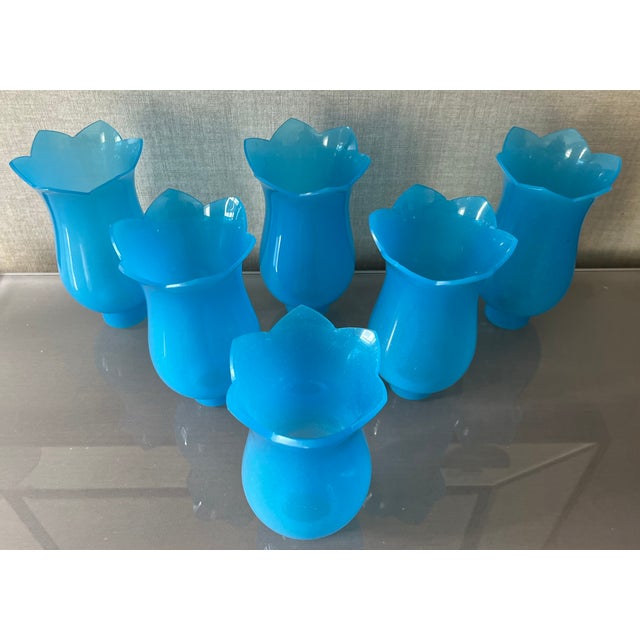 Antique French Opaline Glass Hurricane Shades for Chandelier Candle or Electric Light Wall Sconces - Set of 6 For Sale - Image 18 of 18