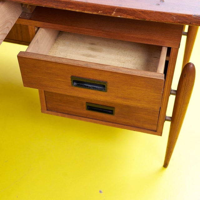 Wood Vintage Desk and Bookcase in Teak, 1960s, Set of 2 For Sale - Image 7 of 18