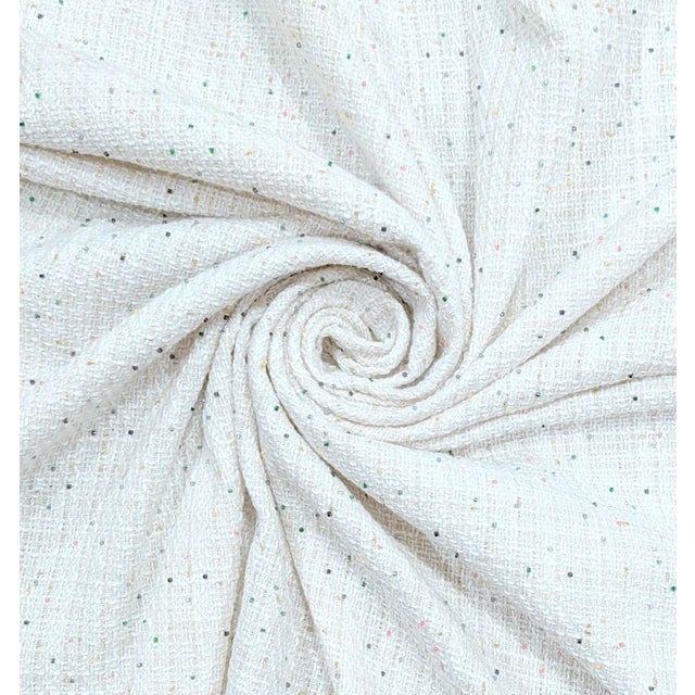 Vintage Hollywood Regency Voyage Maison Glass Bead Embellished "Sprinkle" Boucle Tweed Fabric- 7 Yards For Sale - Image 4 of 7