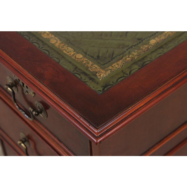 English Mahogany 3 Panel Leather Top Executive Desk For Sale - Image 13 of 16
