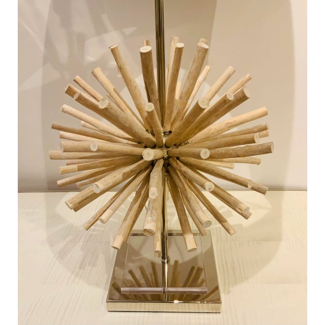 Contemporary Organic Modern Bleached Twig Sphere Table Lamp For Sale - Image 3 of 6
