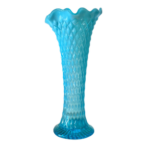 Circa 1906 Northwood Glass “Diamond Point” Aqua Swung Vase, Wheeling, West Virginia