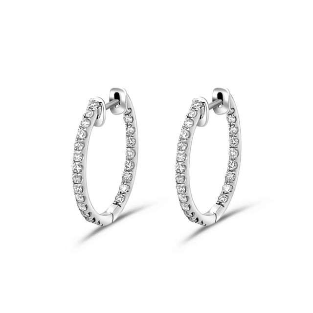 2010s Natural 1 Carat Tw Diamond Eternity Inside Out 18mm Hoop Earrings - 2 Pieces For Sale - Image 5 of 11
