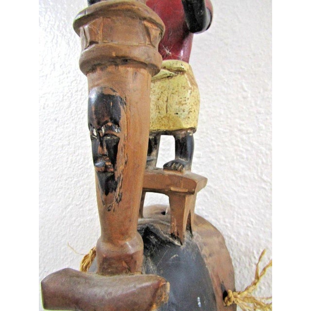 Early 20th Century Antique Hand-Carved Guro Mask of the Ivory Coast Featuring a Seated Figure For Sale - Image 5 of 15