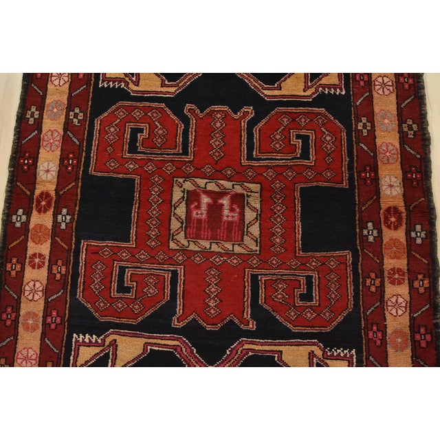 1980s Ardabil Runner 3’9” X 9’7” Blue Wool Vintage Tribal Hand-Knotted Oriental Rug For Sale - Image 5 of 15