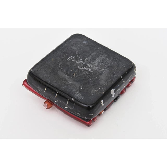 1990's Signed Glass Paperweight Red, Copper Orange, Black, Gold For Sale - Image 10 of 10