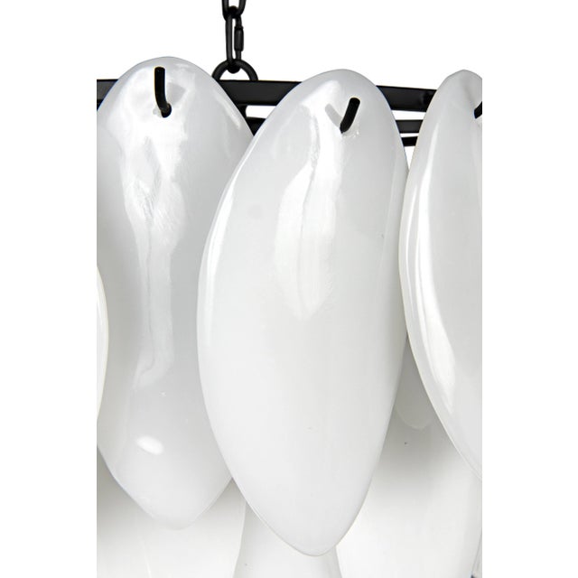 Contemporary NOIR Lotus Milk Glass Chandelier, Large For Sale - Image 3 of 8