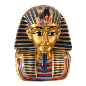 Pharaoh Bust | Tutankhamun Decor Statue | Gold Blue Ancient Egypt Sculpture