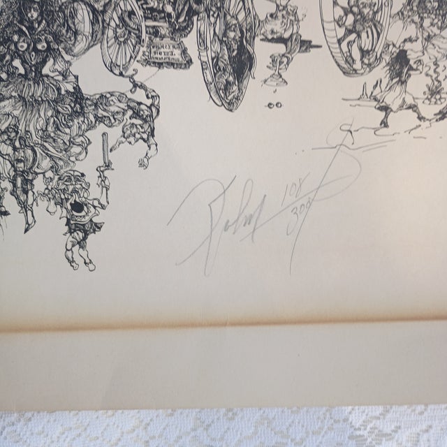 Paper Vintage Surreal Pen Ink Drawing Nightmare at the Palace by Julie Kahn Kuhn 1977 Limited Edition 108/300 For Sale - Image 7 of 9