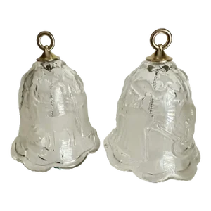 Vintage Mikasa Embossed & Frosted Christmas/Holiday Themed Bells- a Pair