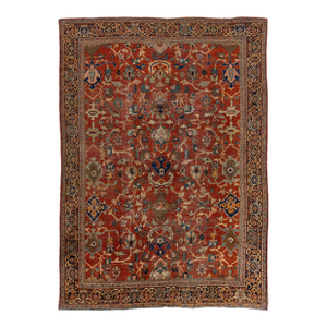 10 X 14 Antique Persian Heriz Red Wool Rug With Allover Design