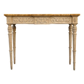 Vintage Karges Painted Console Table With Carved Base & Faux Stone Top For Sale
