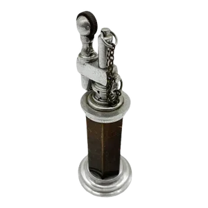 1930s Green and Silver "Column" Petrol Table Chain Lighter by Daltis