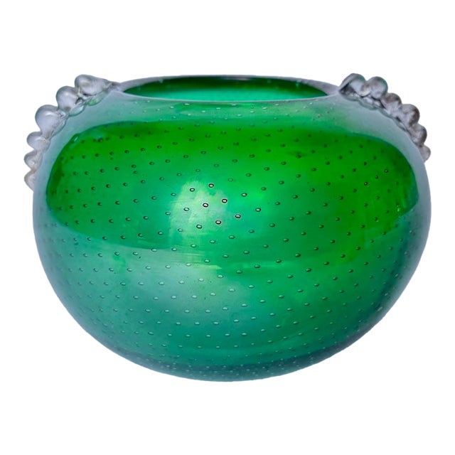 Vintage Vernini Style Murano Bubble Glass Vase For Sale