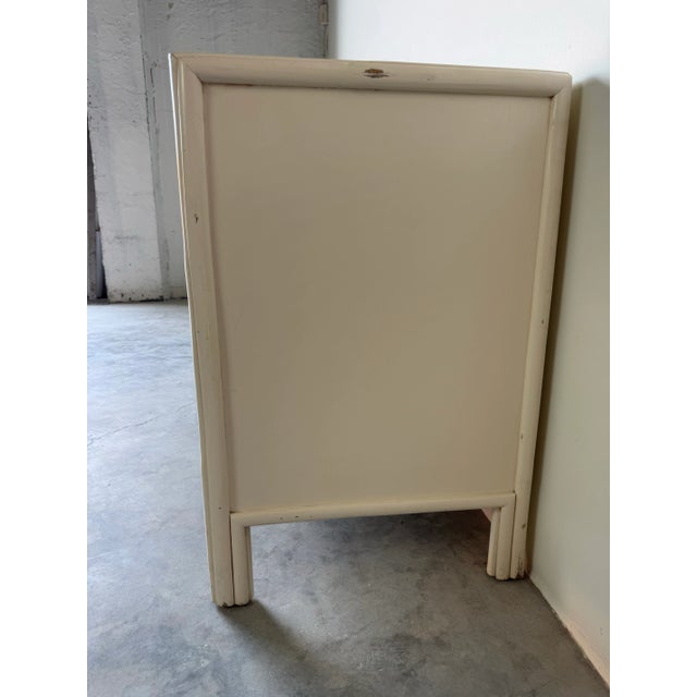 Wood 1970s Vintage John McGuire Eight Drawers Wood and Rattan White Painted Sold For Sale - Image 7 of 12