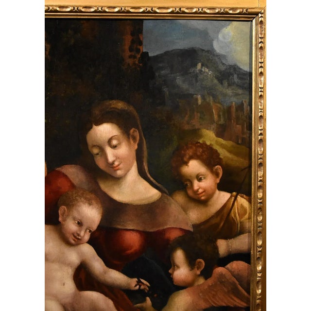 16th Century School of Antonio Allegri / Il Correggio, Madonna and Child, 1580, Oil on Board For Sale - Image 5 of 18