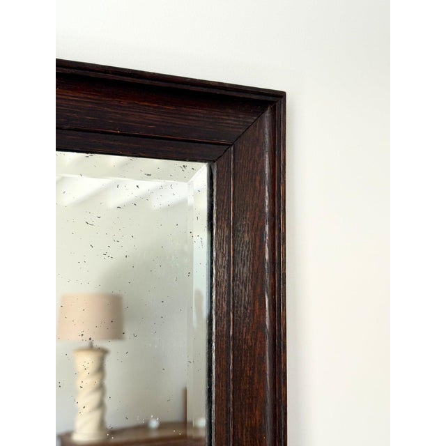 Antique Oak Mirror with Lightly Foxed Plate For Sale - Image 5 of 10